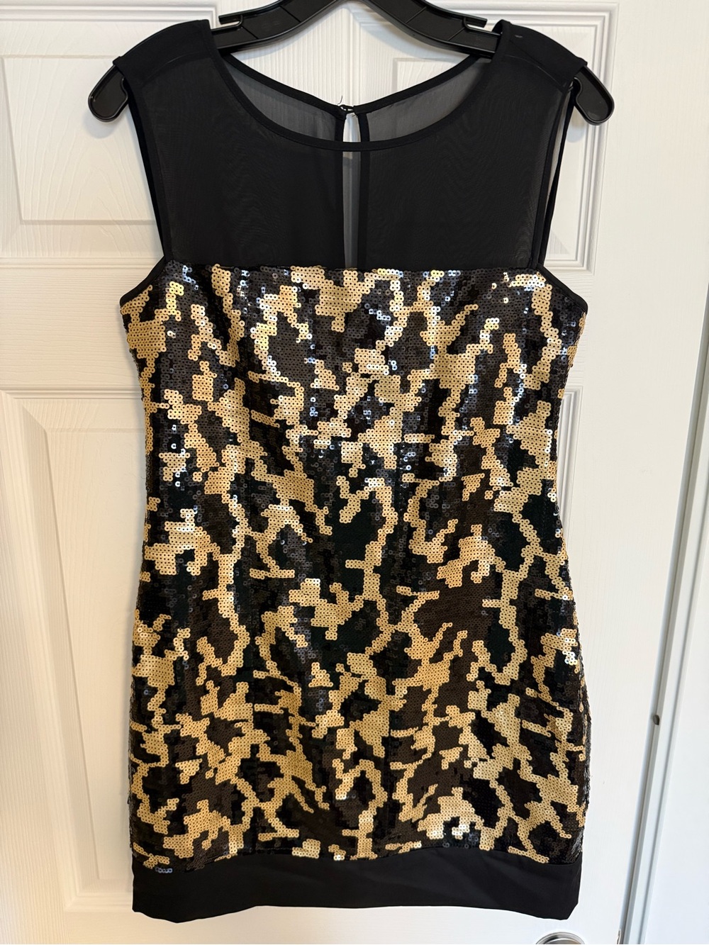 Black & Gold Sequin BCBG Sleeveless Dress